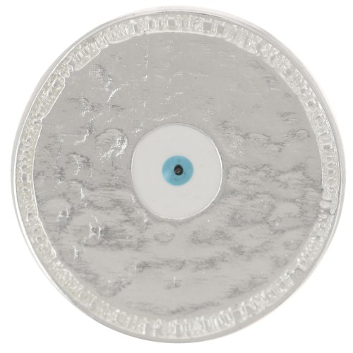 23mm Round irregular epoxy resin eye pattern pendant - Fine silver plated x1