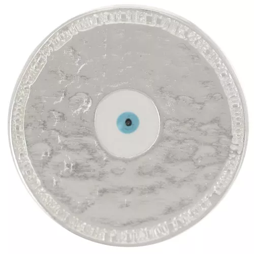 23mm Round irregular epoxy resin eye pattern pendant - Fine silver plated x1