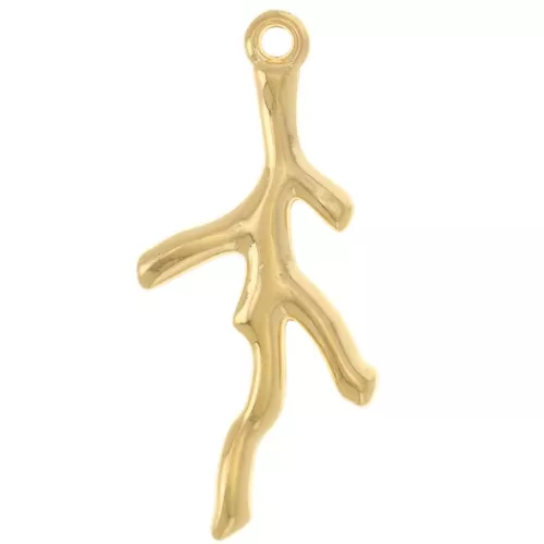 29x12mm Coral pendant - Fine gold plated x1