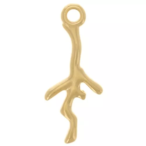 20x8mm Coral pendant - Fine gold plated x1
