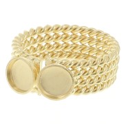 Ring with two settings for 6 mm cabochon - Size 52 to 56 - Fine gold plated x1