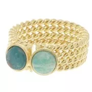 Ring with two settings for 6 mm cabochon - Size 52 to 56 - Fine gold plated x1