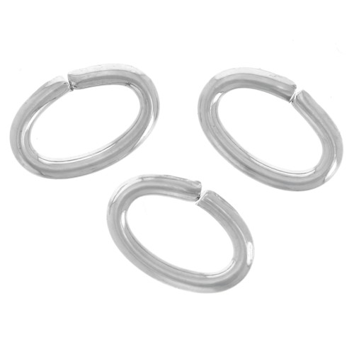 6x4x0.8mm oval jump rings Open - Silver Tone x50