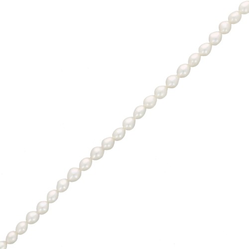 Freshwater beads rice grain 7x6 mm - Grade AA - White x35cm