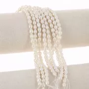 Freshwater beads rice grain 7x6 mm - Grade AA - White x35cm