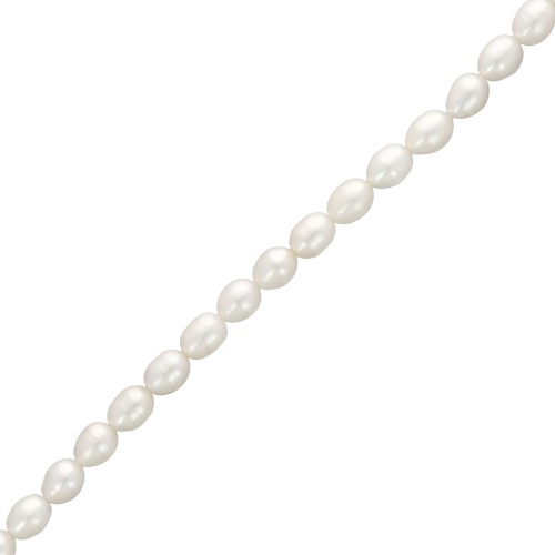 9x7mm Freshwater pearls grain of rice - Grade AA - White x 36cm