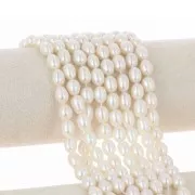 9x7mm Freshwater pearls grain of rice - Grade AA - White x 36cm
