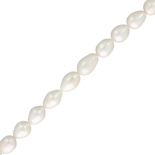 12x10mm Freshwater beads rice grain - Grade AA - White x 39cm
