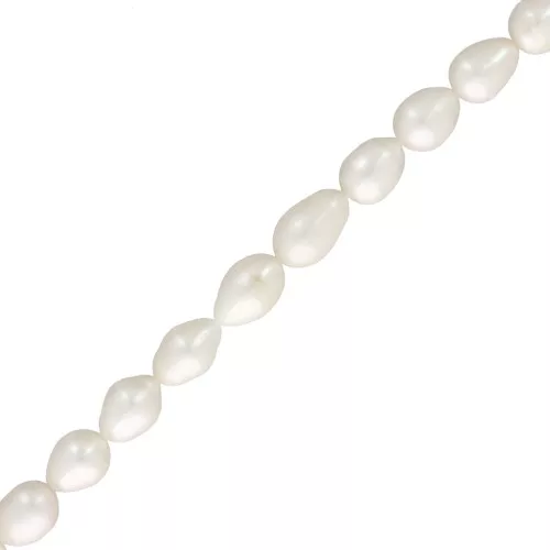 12x10mm Freshwater beads rice grain - Grade AA - White x 39cm