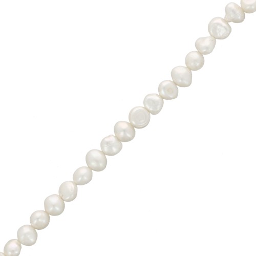 7x8mm Irregular baroque freshwater pearls - Grade AA - White x35cm