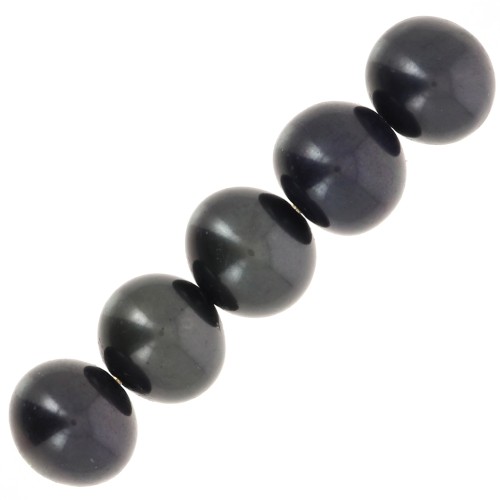 5.5mm Dyed round freshwater pearls - Grade AA - Pearlescent Black x6