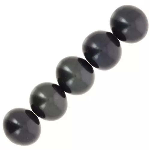 5.5mm Dyed round freshwater pearls - Grade AA - Pearlescent Black x6