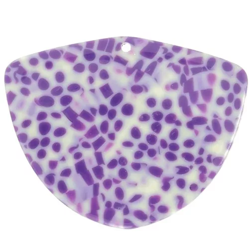 35x45mm Acetate geometric pendant - Mottled Violet - Cream x1