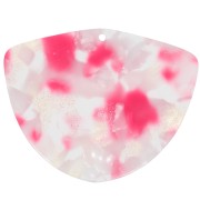 35x45mm Acetate geometric pendant - Terrazzo Transparent - Pink - White x1