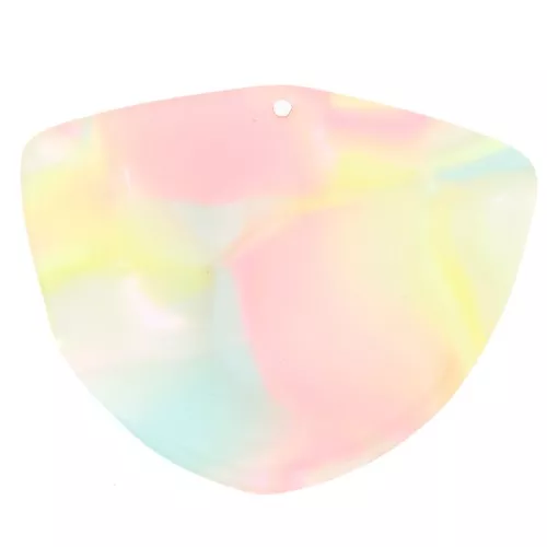 35x45mm Acetate geometric pendant - Marbled Coral - Yellow - Blue Pearl x1