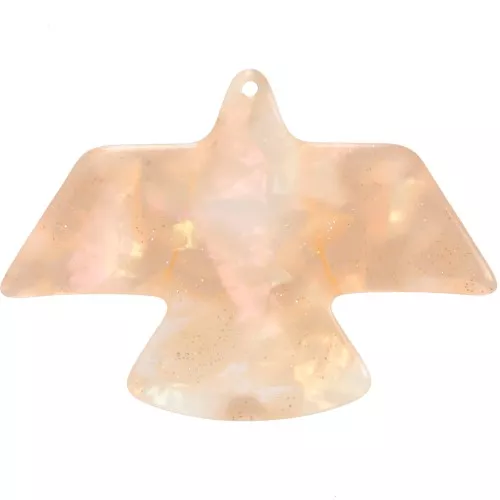 35x50mm transparent acetate eagle pendant - Marbled Orange pearly glitter x1