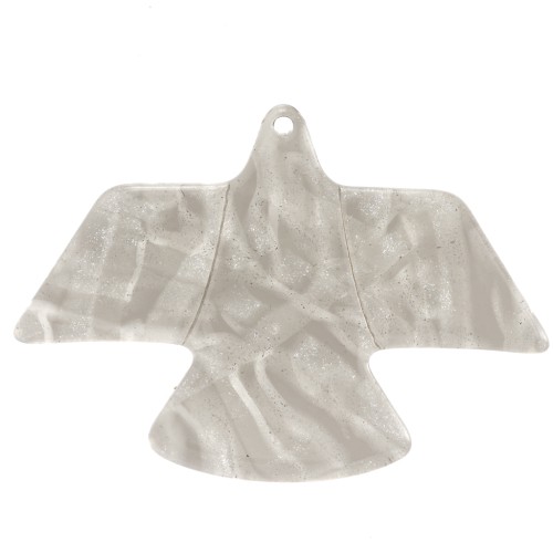 35x50mm clear acetate eagle pendant - Marbled glittery Terre d'ombre x1