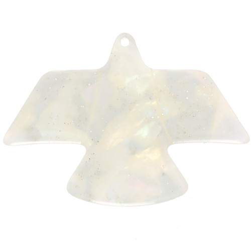 35x50mm transparent acetate eagle pendant - Pearlescent Ivory marble x1