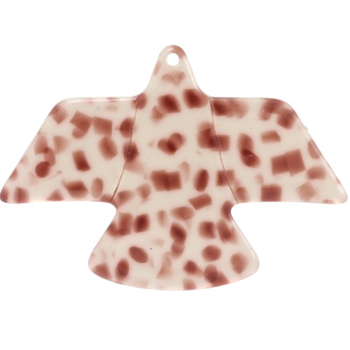 35x50mm clear acetate eagle pendant - Terrazzo Light Brown x1