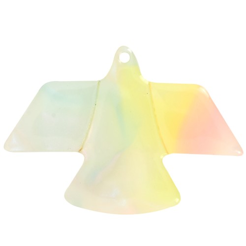 25x35.5mm Acetate Eagle Pendant - Marbled Coral - Yellow - Blue Pearl x1