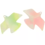 25x35.5mm Acetate Eagle Pendant - Marbled Coral - Yellow - Blue Pearl x1