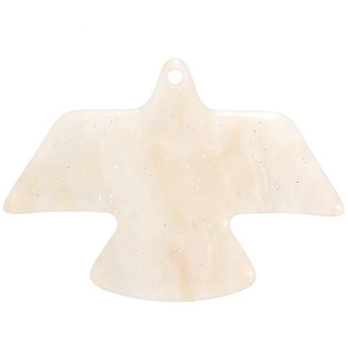 25x35.5mm Opaque acetate eagle pendant - Marbled Beige pearly glitter x1