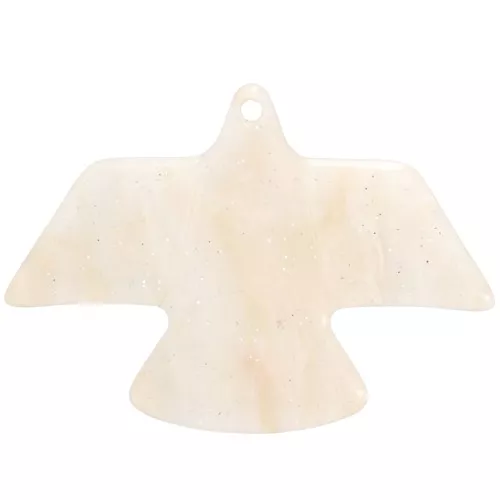 25x35.5mm Opaque acetate eagle pendant - Marbled Beige pearly glitter x1