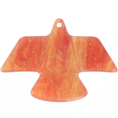 25x35.5mm eagle pendant in opaque acetate - Marbled Copper-gold glitter x1