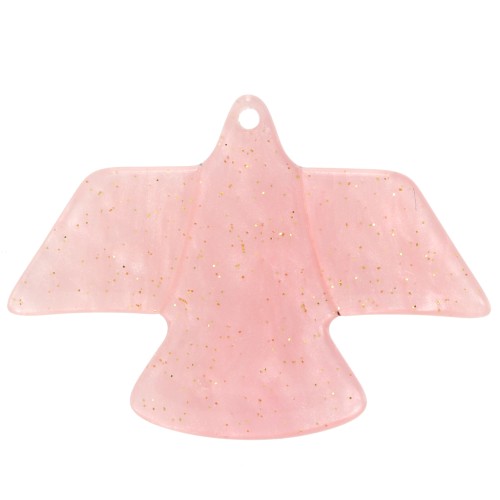 25x35.5mm eagle pendant in acetate opaque Marbled Light Pink pearly glitter x1