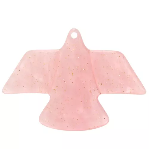 25x35.5mm eagle pendant in acetate opaque Marbled Light Pink pearly glitter x1