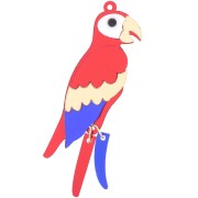 68x19mm Plexiglas Parrot Pendant - Mirror Effect - Red - Blue - Gold x1|raw }}