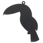 60x43mm Plexiglass toucan pendant - Black - Yellow - White x1