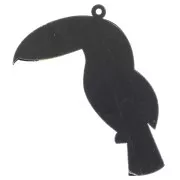 60x43mm Plexiglass toucan pendant - Black - Yellow - White x1