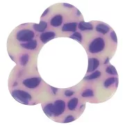 18mm Acetate Flower Pendant - Mottled Violet - Cream x1