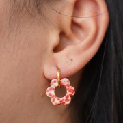 18mm Acetate Flower Pendant - Mottled Red - Cream x1