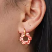 18mm Acetate Flower Pendant - Mottled Red - Cream x1