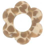 18mm acetate flower pendant - Mottled Caramel - Beige x1
