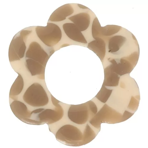 18mm acetate flower pendant - Mottled Caramel - Beige x1