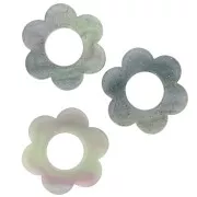 18mm Acetate Flower Pendant - Iridescent Green of Gray Glitter x1