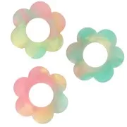 18mm Acetate Flower Pendant - Tortoiseshell - Green - Pink Pearl x1