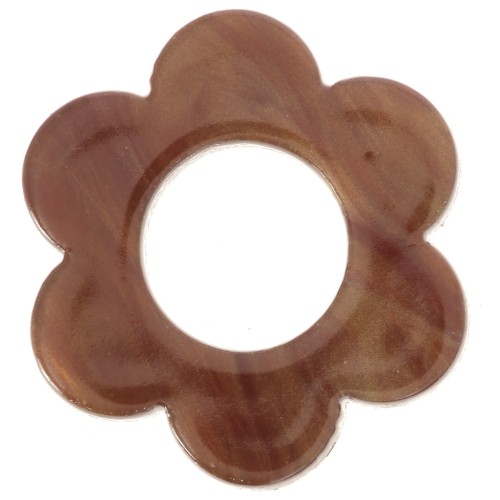 18mm Acetate Flower Pendant - Marbled Dark Brown x1