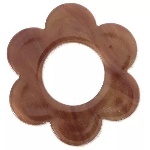 18mm Acetate Flower Pendant - Marbled Dark Brown x1