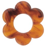 18mm Acetate Flower Pendant - Amber Marbled - Dark Brown x1|raw }}