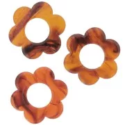18mm Acetate Flower Pendant - Amber Marbled - Dark Brown x1