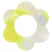 White - Pendentif fleur 18 mm en acétate - Ecaille de tortue - Blanc nacré - Jaune fluo x1 Pendentif fleur 18 mm en acétate - Ecaille de tortue - Blanc nacré - Jaune fluo x1