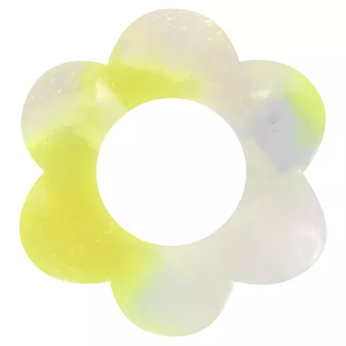 18mm acetate flower pendant - Tortoiseshell - Pearlescent white - Neon yellow x1