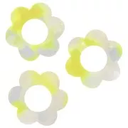 18mm acetate flower pendant - Tortoiseshell - Pearlescent white - Neon yellow x1