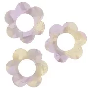 18mm Acetate Flower Pendant - Tortoiseshell - Mauve - Pearlescent White x1