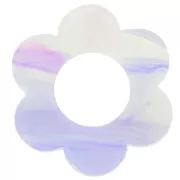 Grey - Pendentif fleur 18 mm en acétate - Marbré Mauve - Gris x1 Pendentif fleur 18 mm en acétate - Marbré Mauve - Gris x1