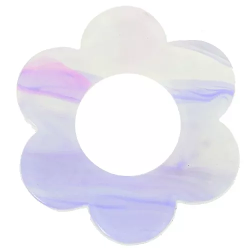 18mm Acetate Flower Pendant - Mauve Marble - Grey x1